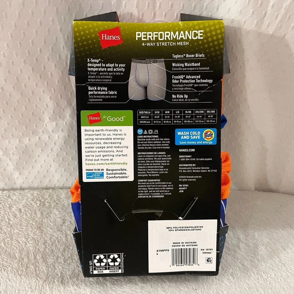 Hanes Men's Tagless X-Temp Performance Stretch Mesh Boxer Brief Small 28